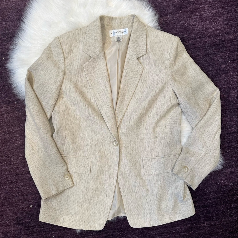 Vintage Jones New York Cream Herringbone Blazer